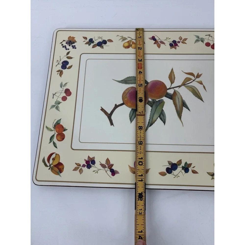 Royal Worcester Evesham Placemats Set 4 Cork Back Fruit Vintage England Table